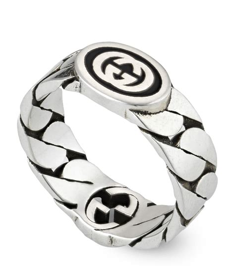 gucci silver ring with g|Gucci interlocking ring silver.